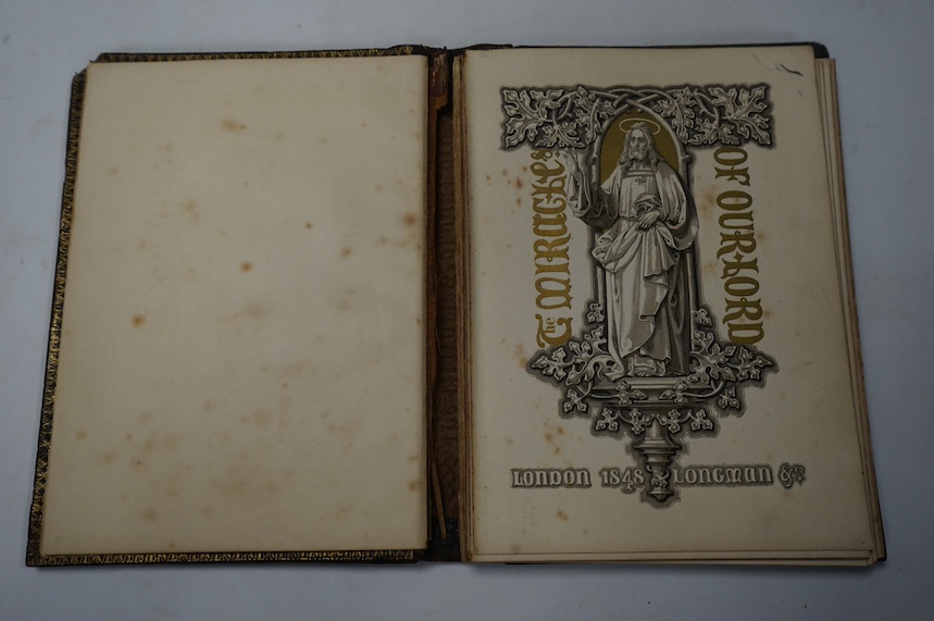 Humphreys, Henry Noel - Miracle of Our Lord, London, Longman, 1848. 8vo, 32 illuminated pages, black papier maché binding by Humphreys, original leather spine